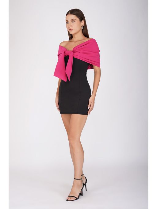 emily in paris black dress pink bow Buy The Clothing Factory Emily In Paris Black and Pink Bow Mini Dress (XS)  Online
