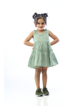 ZACH & KIKI - Girls Green Checks Gingham Dress