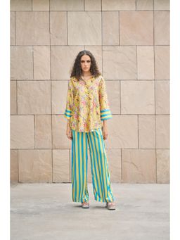 CINCIN Fashion - Multi Printed Floral Shirt with Stripe Pant (Set of 2)
