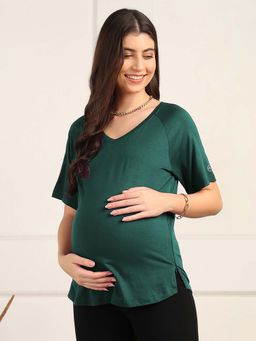 Zelena - Green Viscose Lycra Maternity Top