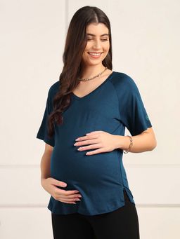 Zelena - Teal Viscose Lycra Maternity Top