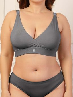 Zelena - Grey Cotton Maternity Nursing Bra