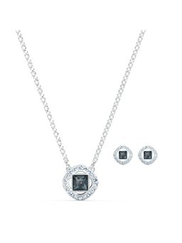 SWAROVSKI - Una Angelic Necklace With Earrings, Gray, Rhodium Plated