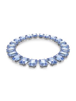 SWAROVSKI - Millenia Tennis Necklace, Oversized Crystals, Octagon Cut, Blue, Rhodium Plated