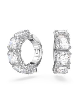 SWAROVSKI - Matrix Clip Earrings, Square Cut, White, Rhodium Plated