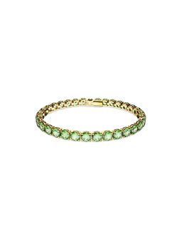 SWAROVSKI - Matrix Tennis Bracelet, Round Cut, Green, Gold-Tone Plated