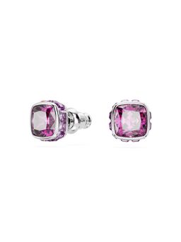 SWAROVSKI - Birthstone Stud Earrings, Square Cut, February, Purple, Rhodium Plated