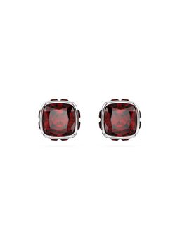 SWAROVSKI - Birthstone Stud Earrings, Square Cut, January, Red, Rhodium Plated