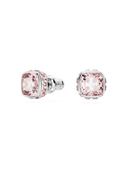 SWAROVSKI - Birthstone Stud Earrings, Square Cut, June, Pink, Rhodium Plated