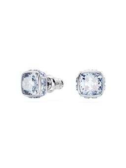 SWAROVSKI - Birthstone Stud Earrings, Square Cut, March, Blue, Rhodium Plated