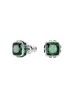 SWAROVSKI - Birthstone Stud Earrings, Square Cut, May, Green, Rhodium Plated