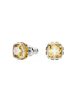 SWAROVSKI - Birthstone Stud Earrings, Square Cut, November, Yellow, Rhodium Plated