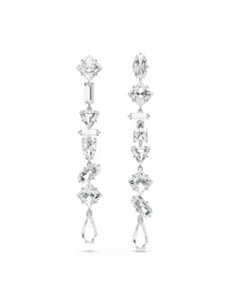 SWAROVSKI - Mesmera Drop Earrings, Asymmetrical Design, Mixed Cuts, Long, White, Rhodium Plated