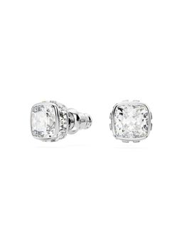 SWAROVSKI - Birthstone Stud Earrings, Square Cut, July, White, Rhodium Plated