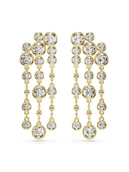 SWAROVSKI - Imber Drop Earrings, Round Cut, Chandelier, White, Gold-Tone Plated