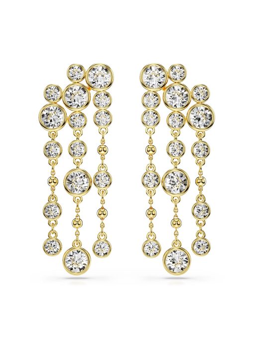 SWAROVSKI Imber Drop Earrings, Round Cut, Chandelier, White, Gold-Tone Plated