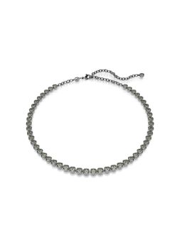 SWAROVSKI - Imber Tennis Necklace, Round Cut, Gray, Ruthenium Plated