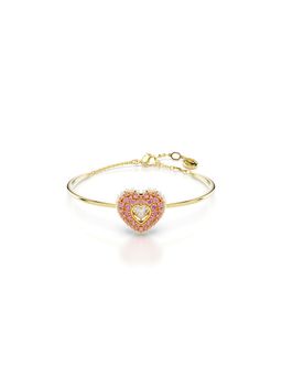 SWAROVSKI - Idyllia Bangle, Crystal Pearl, Heart, Pink, Gold-Tone Plated (M)