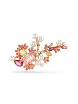 SWAROVSKI - Gema Brooch, Crystal Pearl, Mixed Cuts, Flower, Pink, Gold-Tone Plated