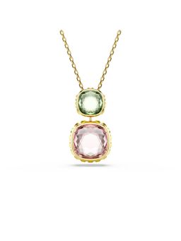 SWAROVSKI - Chroma Necklace, Cushion Cut, Multicolored, Gold-Tone Plated
