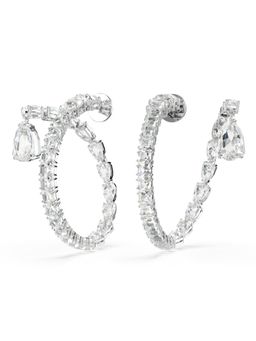 SWAROVSKI - Matrix Hoop Earrings, Mixed Cuts, White, Rhodium Plated