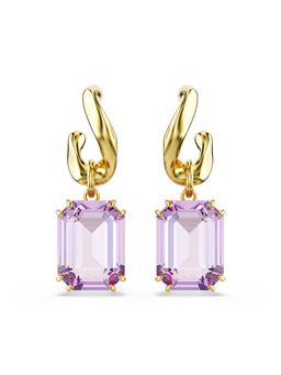 SWAROVSKI - Millenia Drop Earrings, Octagon Cut, Purple, Gold-Tone Plated