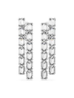 SWAROVSKI - Millenia Clip Earrings, Octagon Cut, Long, White, Rhodium Plated