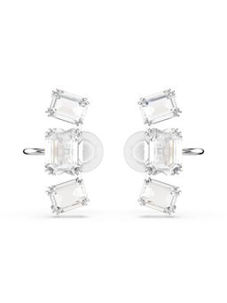 SWAROVSKI - Millenia Clip Earrings, Octagon Cut, White, Rhodium Plated