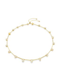 SWAROVSKI - Imber Tennis Necklace, Magnetic Closure, Mixed Cuts, White, Gold-Tone Plated (Set of 2)