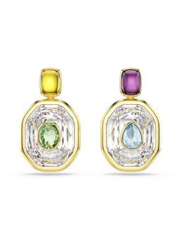 SWAROVSKI - Chroma Drop Earrings, Asymmetrical Design, Octagon Cut, Gold-Tone Plated