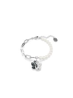 SWAROVSKI - Swan Bracelet, Crystal Pearl, Swan, Black, Mixed Metal Finish (M)