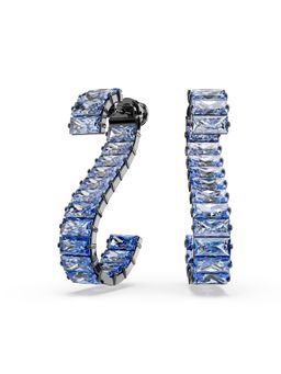 SWAROVSKI - Matrix Drop Earrings, Baguette Cut, Blue, Ruthenium Plated