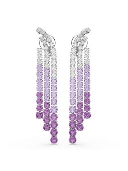 SWAROVSKI - Matrix Clip Earrings, Color Gradient, Round Cuts, Purple, Rhodium Plated