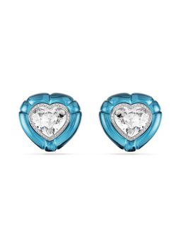 SWAROVSKI - Dulcis Clip Earrings, Heart Cut, Pave, Heart, Blue, Rhodium Plated