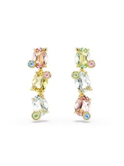 SWAROVSKI - Gema Drop Earrings, Asymmetrical Design, Mixed Cuts, Multicolored, Gold-Tone Plated
