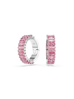 SWAROVSKI - Matrix Earrings, Baguette Cut, Pink, Rhodium Plated