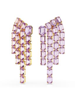 SWAROVSKI - Millenia Clip Earrings, Octagon Cut, Chandelier, Purple, Gold-Tone Plated