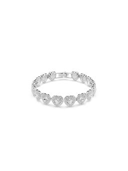 SWAROVSKI - Aria Grande X Tennis Bracelet, Mixed Cuts, Heart, White, Rhodium Plated (M)