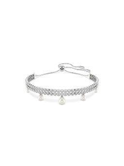 SWAROVSKI - Aria Grande X Bracelet, Crystal Pearl, Round Cut, White, Rhodium Plated (M)