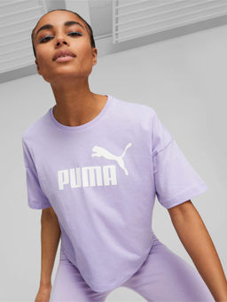 Puma - Ess Cropped Logo Womens Purple T-Shirt
