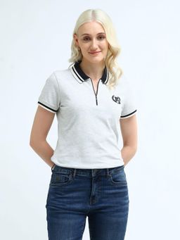 U.S. POLO ASSN. - Grey Regular Fit Solid Polo T-Shirt