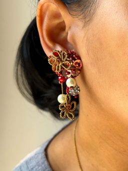 KIHOY - Laal Pari Red and Gold Dangler Earrings