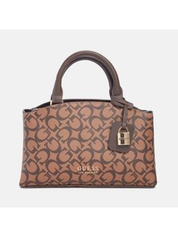 Guess - Brown Monogram Easley Small Satchel Bag