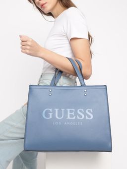 Guess - Blue Brand Logo Lindey Carryall Tote Bag with Detachable Strap