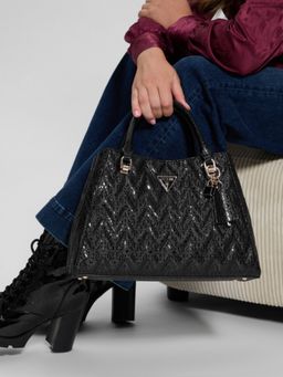 Guess - Black Quilted Adelard Girlfriend Satchel Bag