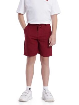 RARE ONES - Pinto-K Red Cotton Textured Regular Fit Shorts - Rare Ones By Rare Rabbit