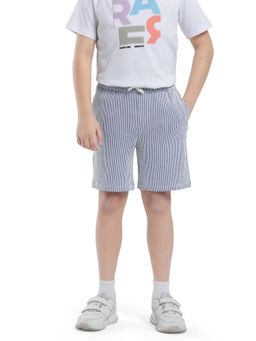 RARE ONES - John-B Blue Cotton Blend Striped Regular Fit Shorts - Rare Ones By Rare Rabbit