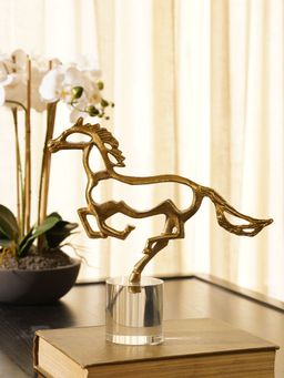Pure Home + Living - Gold Metal Horse on Acrylic Base