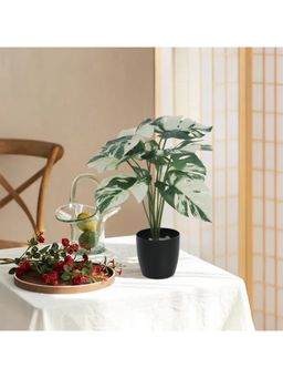 Home Bloom - Artificial Monstera Leaves Plant with Basic Pot 12 Green