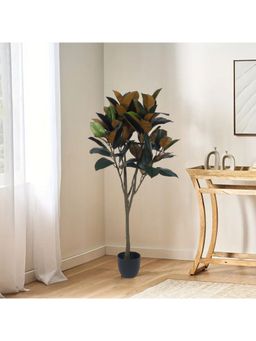 Home Bloom - Decoration Artificial Red Rubber Plants for Indoor & Outdoor with Pot